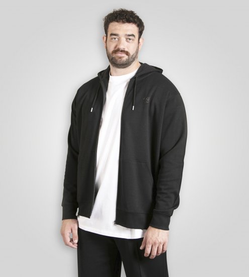 Duke Kenilworth Pin Tuck Sleeves Zip Through Hoodie Dark Navy TALL - TALL pulovere - 