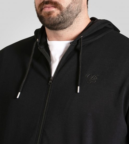 Duke Kenilworth Pin Tuck Sleeves Zip Through Hoodie Dark Navy TALL - TALL pulovere - 