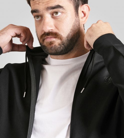 Duke Kenilworth Pin Tuck Sleeves Zip Through Hoodie Dark Navy TALL - TALL pulovere - 