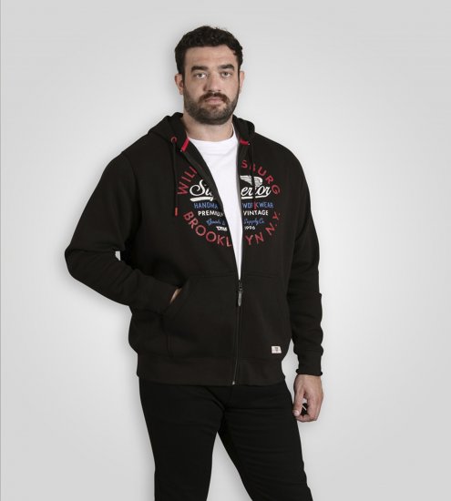 Duke Southampton Brooklyn Chest Print Full Zip Hoodie Black - Pulovere & hanorace - Pulovere & Hanorace Bărbați Mărimi Mari