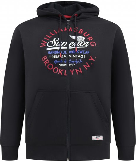 Duke Southampton Brooklyn Chest Print Full Zip Hoodie Black - Pulovere & hanorace - Pulovere & Hanorace Bărbați Mărimi Mari