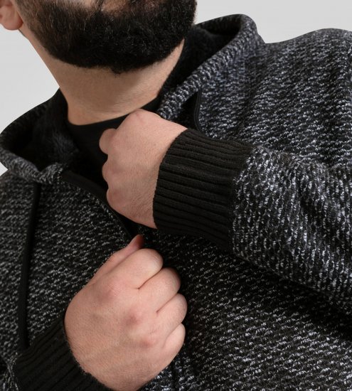 Duke Fareham Bonded Sherpa Lining Knitted Hoodie Grey - Pulovere & hanorace - Pulovere & Hanorace Bărbați Mărimi Mari