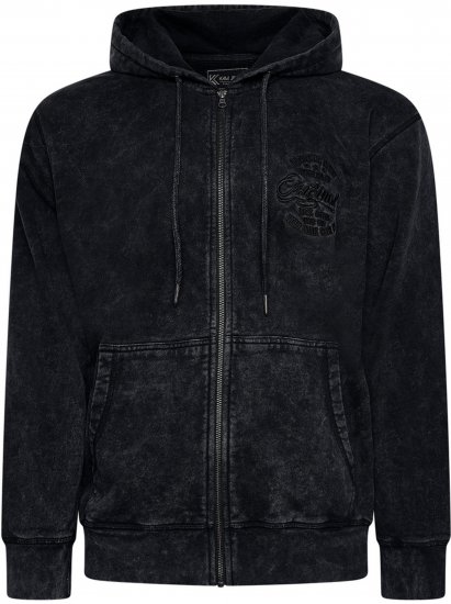 Kam Jeans 7082 Garment DYE with Zipper Hoodie Black - Pulovere & hanorace - Pulovere & Hanorace Bărbați Mărimi Mari
