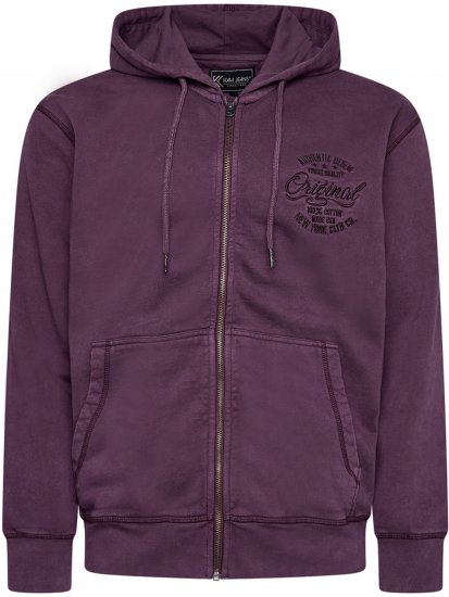 Kam Jeans 7082 Garment DYE with Zipper Hoodie Purple - Pulovere & hanorace - Pulovere & Hanorace Bărbați Mărimi Mari