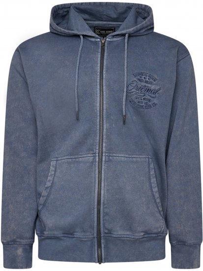Kam Jeans 7082 Garment DYE with Zipper Hoodie Vintage Indigo - Pulovere & hanorace - Pulovere & Hanorace Bărbați Mărimi Mari