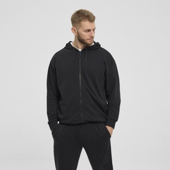 North Latitude Denim Hooded Full-Zip Sweatshirt Black TALL - TALL pulovere - 
