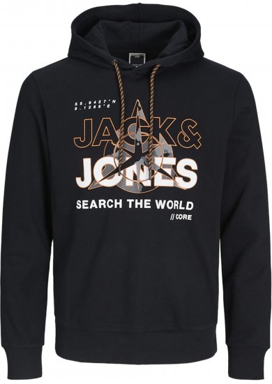 Jack & Jones Hunt Hoodie Black - Pulovere & hanorace - Pulovere & Hanorace Bărbați Mărimi Mari
