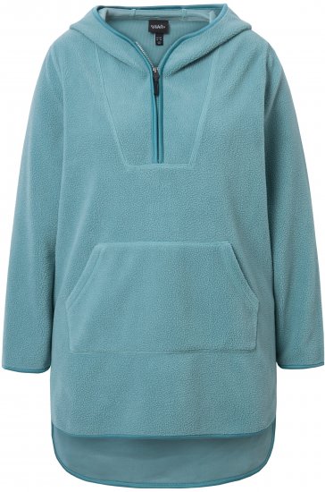 Ulla Popken Teddy Fleece Hooded Zip Neck Sweatshirt Ice Green - Pulovere & hanorace - 