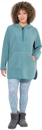 Ulla Popken Teddy Fleece Hooded Zip Neck Sweatshirt Ice Green - Pulovere & hanorace - 