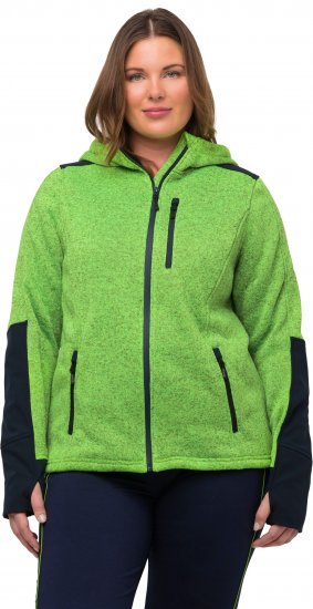 Ulla Popken Contrast Inserts Sweater Knit Hoodie Light Green - Pulovere & hanorace - 