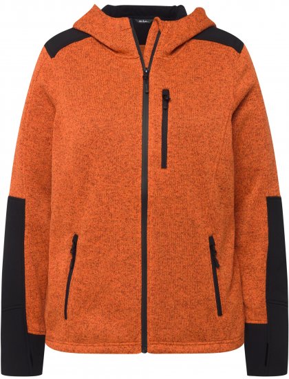 Ulla Popken Contrast Inserts Sweater Knit Hoodie Bright Orange Yellow - Pulovere & hanorace - 