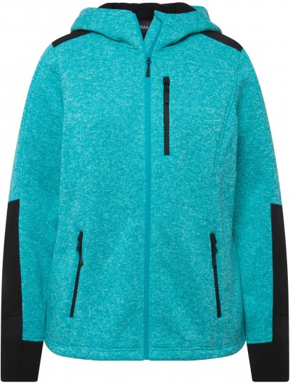 Ulla Popken Contrast Inserts Sweater Knit Hoodie Aquamarine - Pulovere & hanorace - 