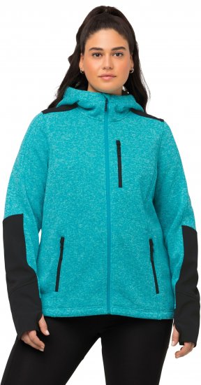 Ulla Popken Contrast Inserts Sweater Knit Hoodie Aquamarine - Pulovere & hanorace - 