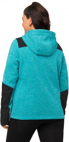 Ulla Popken Contrast Inserts Sweater Knit Hoodie Aquamarine - Pulovere & hanorace - 