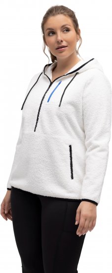 Ulla Popken Teddy Fleece Partial Zip Hoodie Snow White - Pulovere & hanorace - 