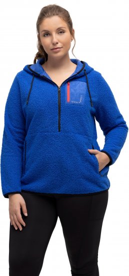 Ulla Popken Teddy Fleece Partial Zip Hoodie Royal Blue - Pulovere & hanorace - 