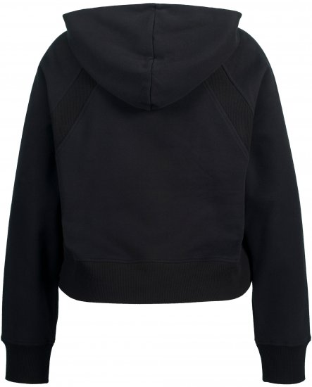 Ulla Popken Ribbed Inset Zip Collar Hoodie Black - Pulovere & hanorace - 