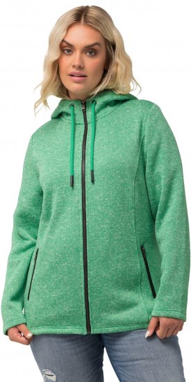 Ulla Popken Melange Knit Fleece Lined Hoodie Spring Green - Pulovere & hanorace - 
