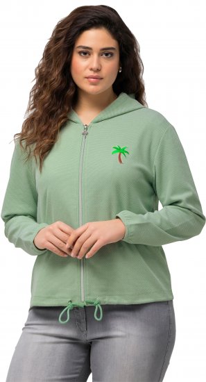 Ulla Popken Drawstring Hem Zip-Up Hoodie Light Green - Pulovere & hanorace - 