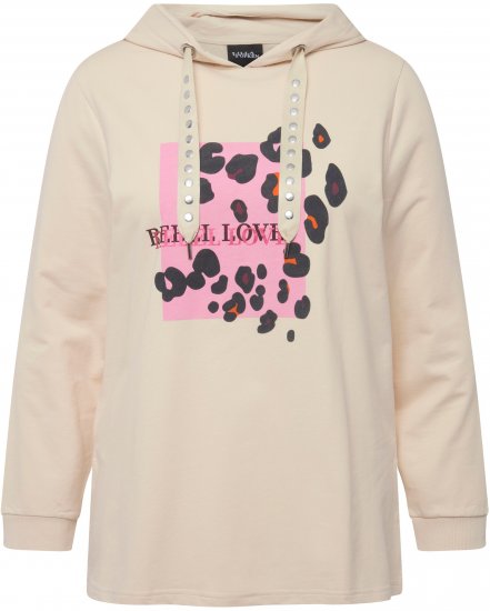 Ulla Popken REBEL LOVE Long Sleeve Graphic Hoodie Vanilla - Pulovere & hanorace - 