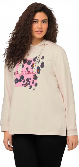 Ulla Popken REBEL LOVE Long Sleeve Graphic Hoodie Vanilla - Pulovere & hanorace - 