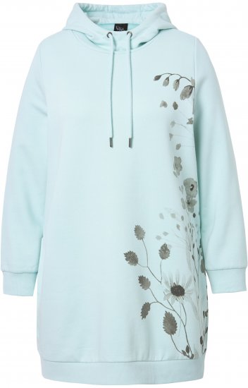 Ulla Popken Oversized Grass Graphic Hoodie Glacier Green - Pulovere & hanorace - 