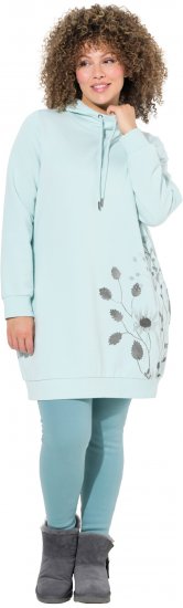 Ulla Popken Oversized Grass Graphic Hoodie Glacier Green - Pulovere & hanorace - 