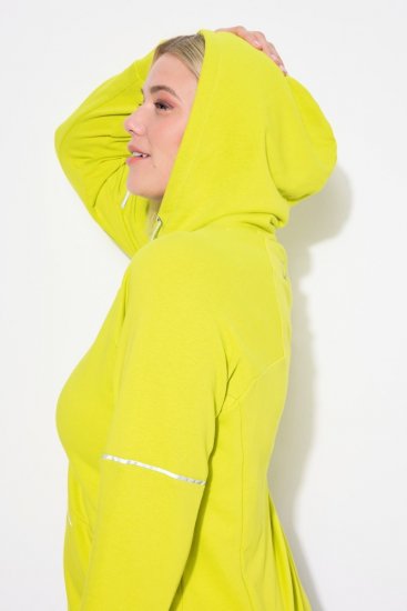Ulla Popken Zippered Pocket and Reflective Piping Hoodie Green Apple - Pulovere & hanorace - Bluze, Hanorace & Tricotaje Comode