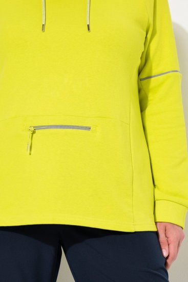 Ulla Popken Zippered Pocket and Reflective Piping Hoodie Green Apple - Pulovere & hanorace - Bluze, Hanorace & Tricotaje Comode