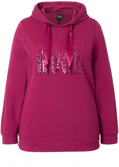 Ulla Popken Rock Sequined Hoodie Ruby - Pulovere & hanorace - 