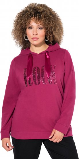 Ulla Popken Rock Sequined Hoodie Ruby - Pulovere & hanorace - 