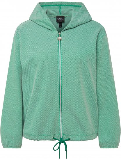 Ulla Popken Drawstring Hem Two-Tone Knit Hoodie Emerald Green - Pulovere & hanorace - 