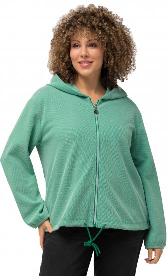 Ulla Popken Drawstring Hem Two-Tone Knit Hoodie Emerald Green - Pulovere & hanorace - 