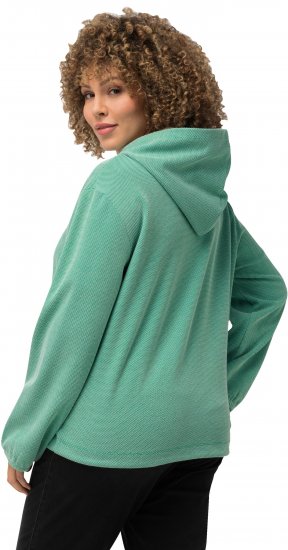 Ulla Popken Drawstring Hem Two-Tone Knit Hoodie Emerald Green - Pulovere & hanorace - 