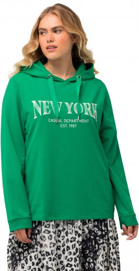 Ulla Popken City Name Graphic Hoodie Emerald Green - Pulovere & hanorace - 