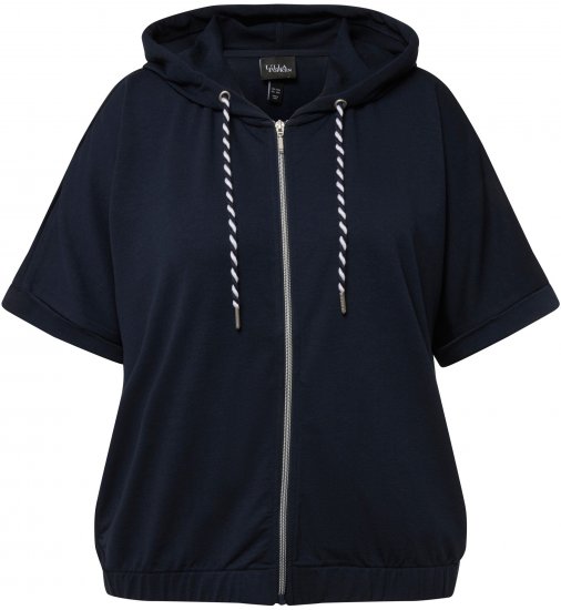 Ulla Popken Short Sleeve Zip-Up Hoodie Navy - Pulovere & hanorace - 