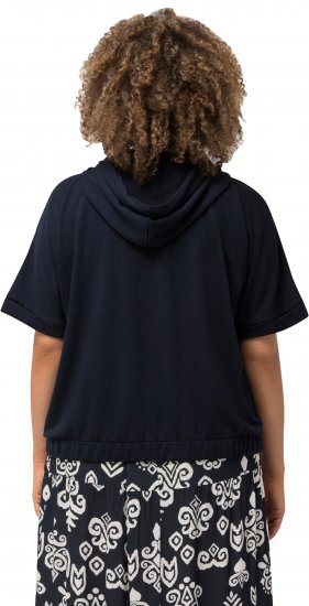 Ulla Popken Short Sleeve Zip-Up Hoodie Navy - Pulovere & hanorace - 
