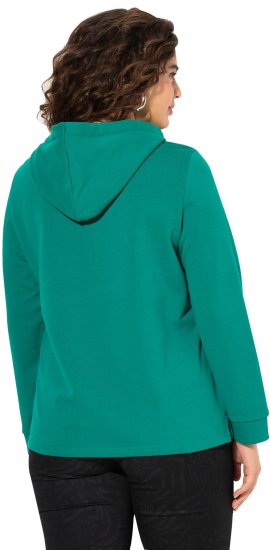 Ulla Popken Face Graphic Long Sleeve Hoodie Emerald Green - Pulovere & hanorace - 