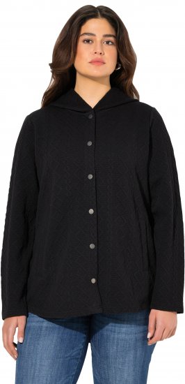 Ulla Popken Cable Knit Long Sleeve Hoodie Black - Pulovere & hanorace - 