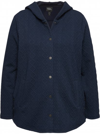 Ulla Popken Cable Knit Long Sleeve Hoodie Navy - Pulovere & hanorace - 