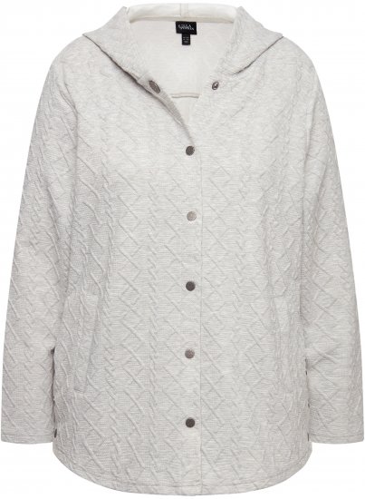 Ulla Popken Cable Knit Long Sleeve Hoodie Light Grey Melange - Pulovere & hanorace - 