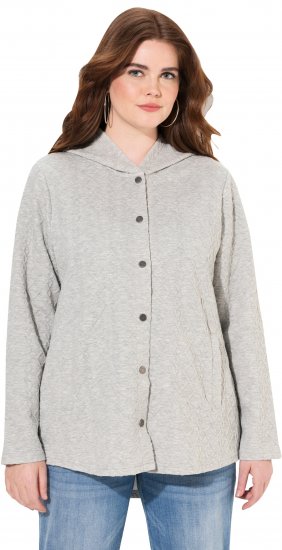 Ulla Popken Cable Knit Long Sleeve Hoodie Light Grey Melange - Pulovere & hanorace - 