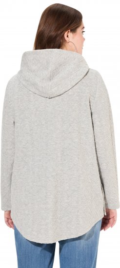 Ulla Popken Cable Knit Long Sleeve Hoodie Light Grey Melange - Pulovere & hanorace - 
