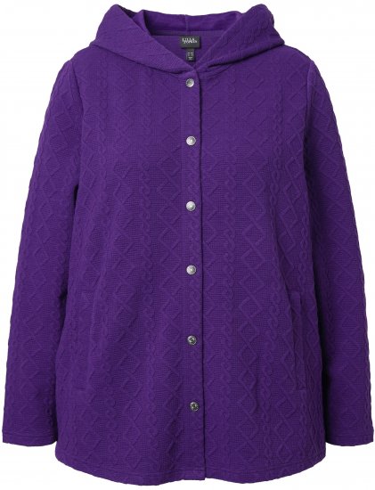 Ulla Popken Cable Knit Long Sleeve Hoodie Deep Violet - Pulovere & hanorace - 