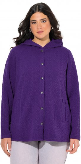 Ulla Popken Cable Knit Long Sleeve Hoodie Deep Violet - Pulovere & hanorace - 