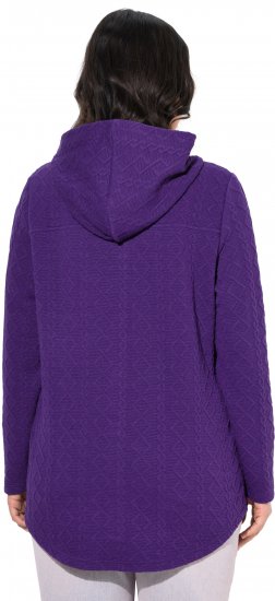 Ulla Popken Cable Knit Long Sleeve Hoodie Deep Violet - Pulovere & hanorace - 