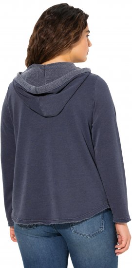 Ulla Popken Open Edged Long Sleeve V-Neck Hoodie Navy - Pulovere & hanorace - 