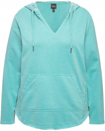Ulla Popken Open Edged Long Sleeve V-Neck Hoodie Mint Green - Pulovere & hanorace - 