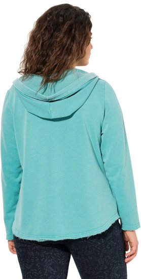 Ulla Popken Open Edged Long Sleeve V-Neck Hoodie Mint Green - Pulovere & hanorace - 
