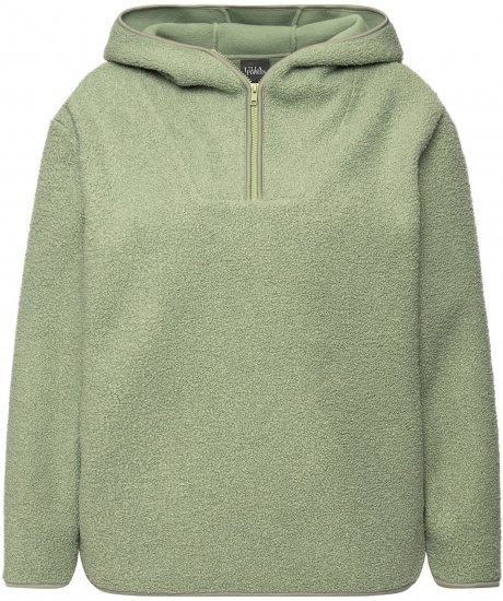 Ulla Popken Teddy Plush Long Sleeve Hoodie Sage Green - Pulovere & hanorace - 